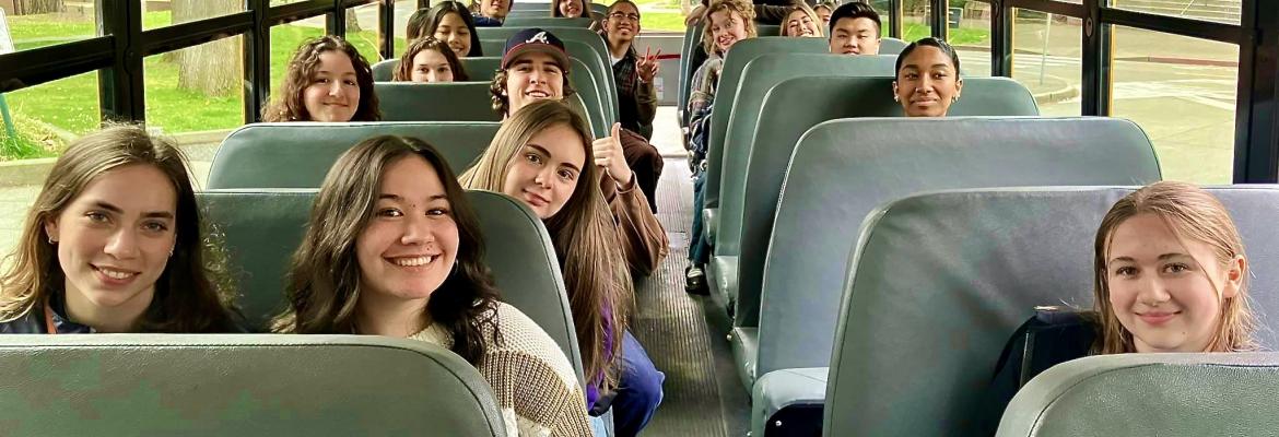 Humanitied 103 on board the school bus for a field trip