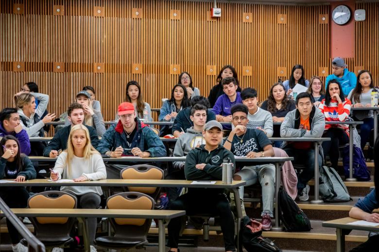 Lecture hall of students attending class in Eastern European Cinema Studies
