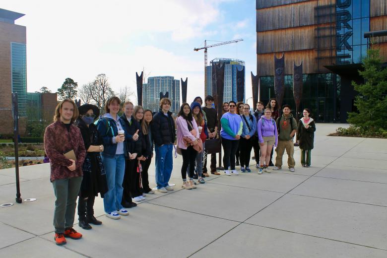Humanities 102 students in front of the Burke Museum