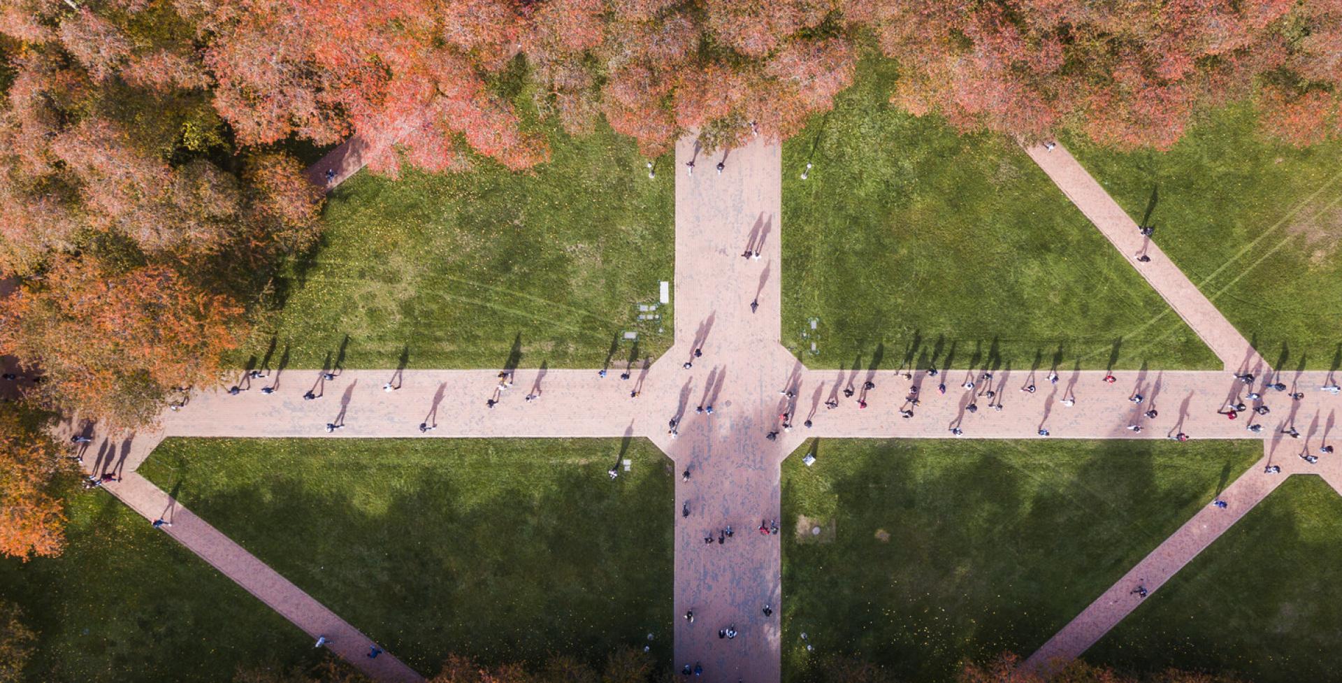 Overhead Photo of Quad in Springtime